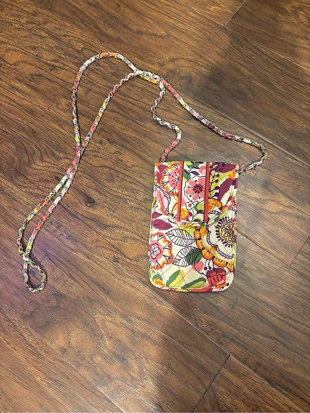 Vera Bradley Quilted Floral Phone Crossbody Bag Chain Strap